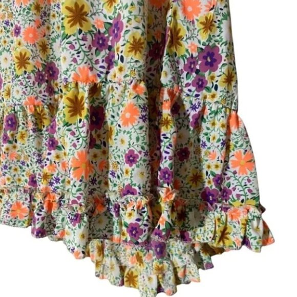 Boohoo Cream Purple Ditzy Floral Print Y2K style Halter neck Skater Mini Dress - Picture 2 of 8